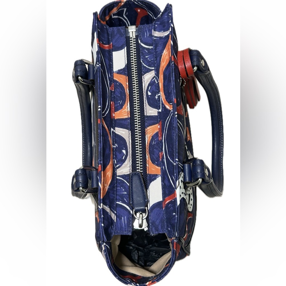 COACH Candace Legacy Heritage Scribble C & Leather Carryall in Navy Blue NWT - Picture 8 of 15